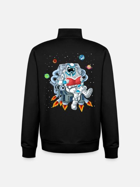 Astronaut Reading Space Shirt - Unisex Organic Zip Sweatshirt by Stanley/Stella - black