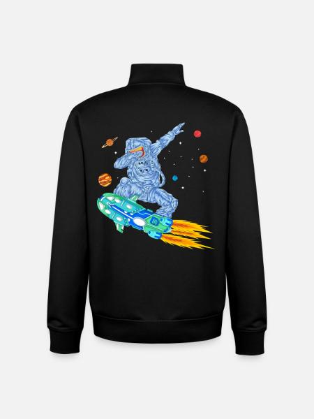 Astronaut Hoverboard Space Shirt - Unisex Organic Zip Sweatshirt by Stanley/Stella - black