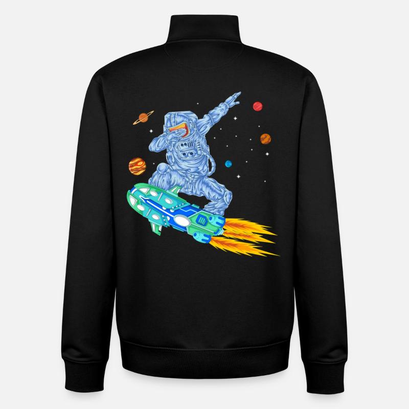 Astronaut Hoverboard Space Shirt - Unisex Organic Zip Sweatshirt by Stanley/Stella - black