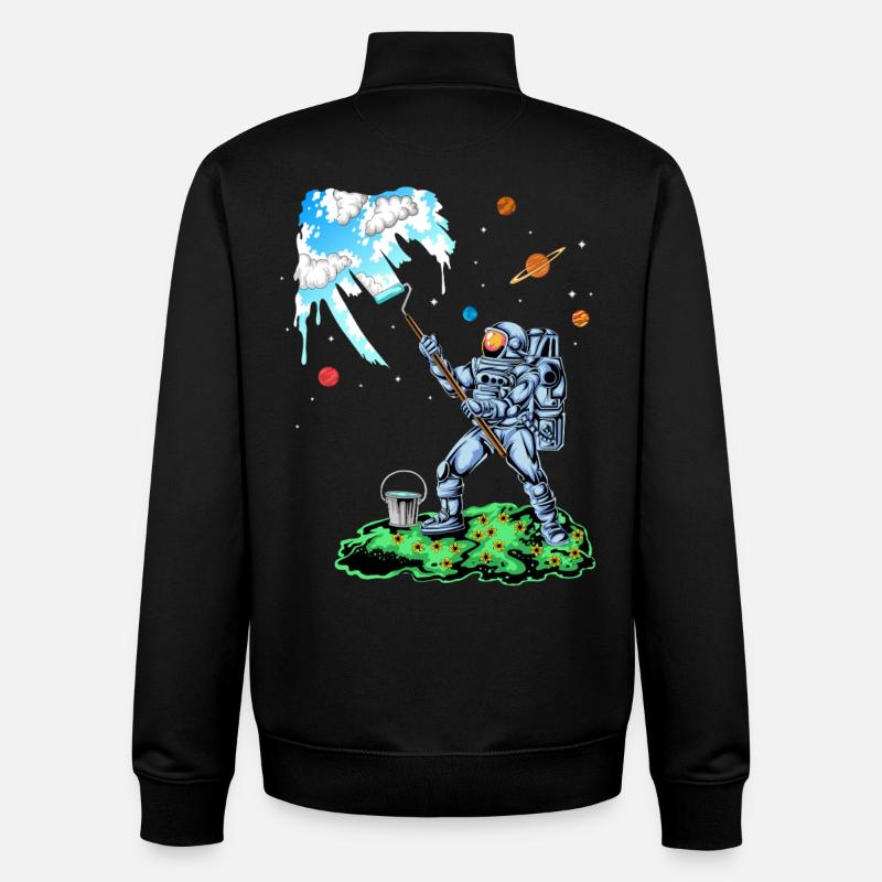 Astronauten-Mal-Raumhemd - Unisex Organic Zip Sweatshirt von Stanley/Stella - Schwarz