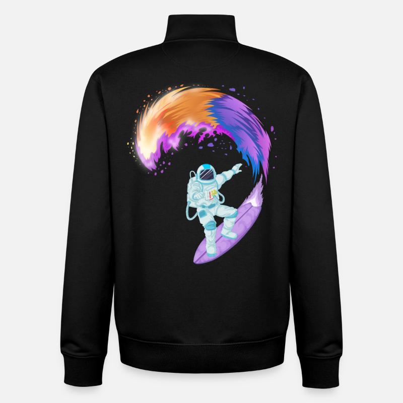 Chemise spatiale de surf d’astronaute - Sweat zippé unisexe en coton bio Stanley/Stella - noir