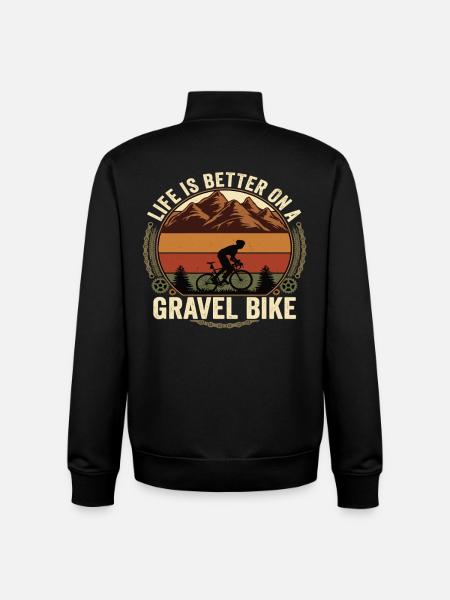 Gravel Bike Spruch Life is Better On A Gravel - Unisex Organic Zip Sweatshirt by Stanley/Stella - black