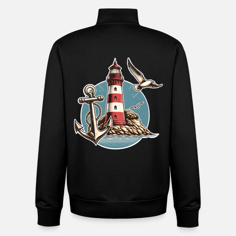 lighthouse - Unisex Organic Zip Sweatshirt by Stanley/Stella - black