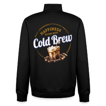 Conception de café vintage à cold brew avec grains de café - Sweat zippé unisexe en coton bio Stanley/Stella - noir - Dos - AI Model Male 185 light (185cm)