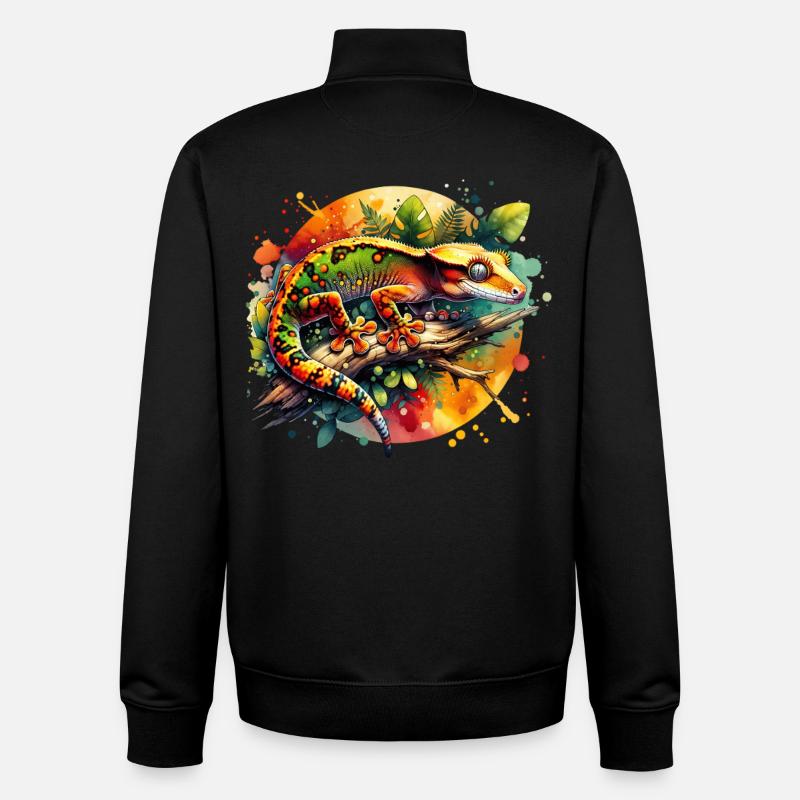 Don Gecko couronné - Sweat zippé unisexe en coton bio Stanley/Stella - noir