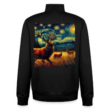 White-tailed deer Starry Night - Unisex Organic Zip Sweatshirt by Stanley/Stella - black - Back - AI Model Male 185 light (185cm)