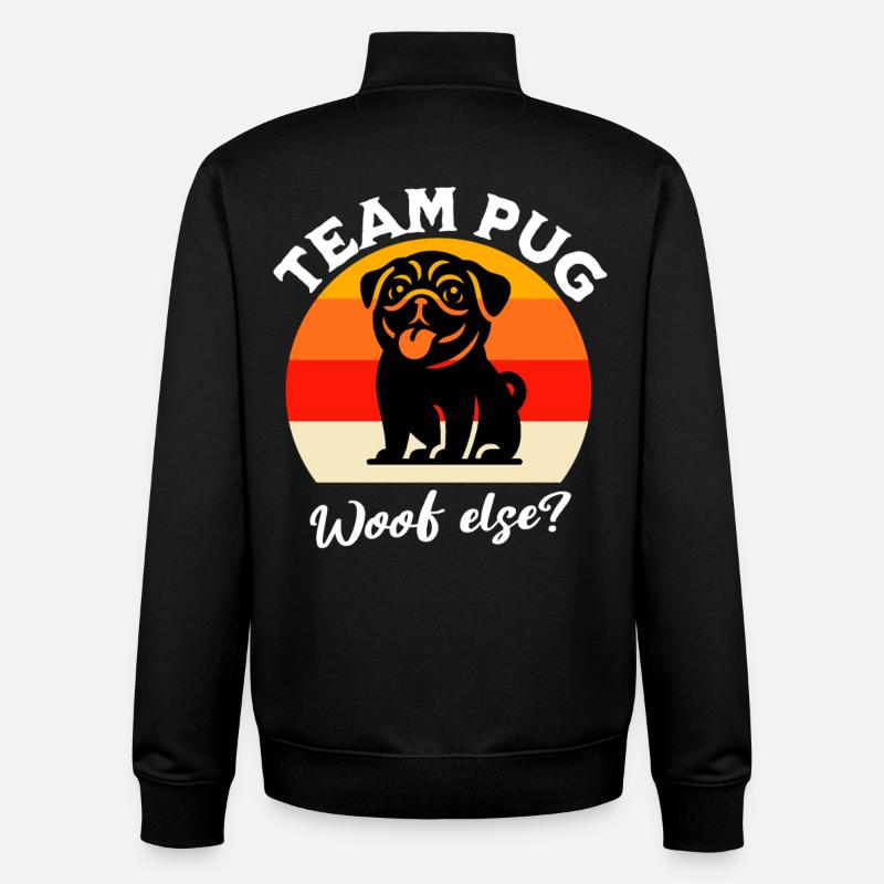 Équipe Pug - Sweat zippé unisexe en coton bio Stanley/Stella - noir