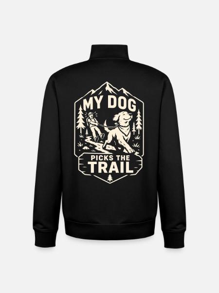 My Dog Picks The Trail Hiking Design - Unisex Organic Zip Sweatshirt by Stanley/Stella - black