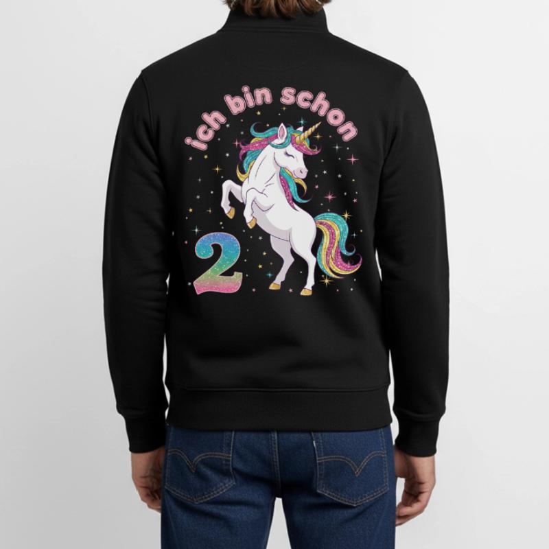 2. Geburtstag Einhorn Mädchen Ich bin schon 2 Unisex Organic Zip Sweatshirt von Stanley/Stella