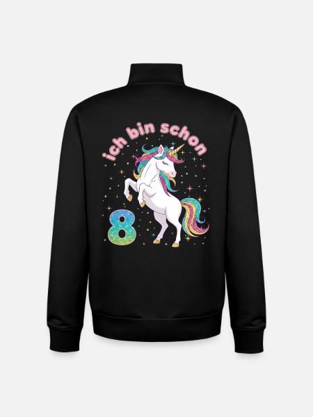 8-års fødselsdag, enhjørningepige, jeg er allerede 8 - Stanley/Stella unisex sweatshirt med lynlås i økologisk - sort