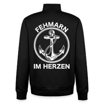 Ostsee FEHMARN IM HERZEN Fehmarn Souvenier - Unisex Organic Zip Sweatshirt von Stanley/Stella - Schwarz - Hinten - AI Model Male 185 light (185cm)