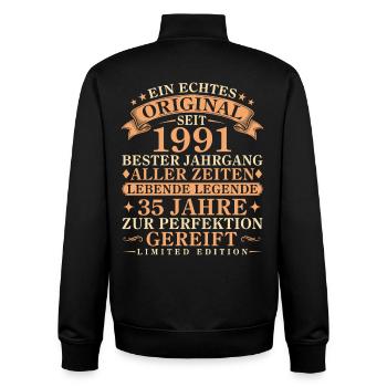 Echtes Original seit 1991 – 35. Geburtstag - Unisex Organic Zip Sweatshirt von Stanley/Stella - Schwarz - Hinten - AI Model Male 185 light (185cm)