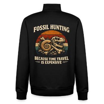 Fossilienjagd statt Zeitreise | Paläontologie - Unisex Organic Zip Sweatshirt von Stanley/Stella - Schwarz - Hinten - AI Model Male 185 light (185cm)
