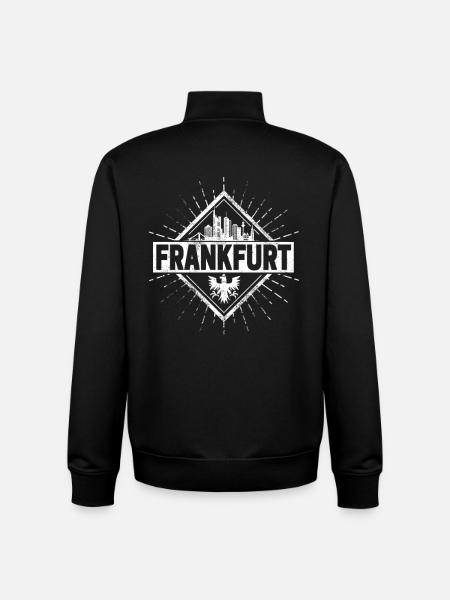 Frankfurt City Germany Retro Skyline Souvenir - Unisex Organic Zip Sweatshirt by Stanley/Stella - black