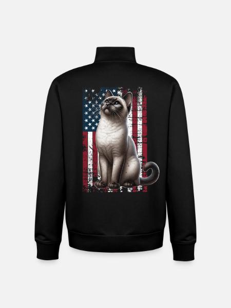 Siamese Cat US Siamkatze - Unisex Organic Zip Sweatshirt by Stanley/Stella - black
