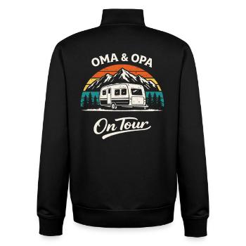 Oma & Opa On Tour Camping Shirt Wohnwagen - Unisex Organic Zip Sweatshirt von Stanley/Stella - Schwarz - Hinten - AI Model Male 185 light (185cm)