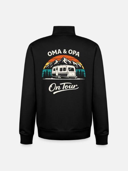 Oma & Opa Op Tour Kampeershirt Caravan - Unisex sweater met rits van biologisch katoen Stanley/Stella - zwart