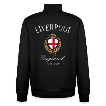 Liverpool England Wappen Krone – Reise Souvenir - Unisex Organic Zip Sweatshirt von Stanley/Stella - Schwarz - Hinten - AI Model Male 185 light (185cm)