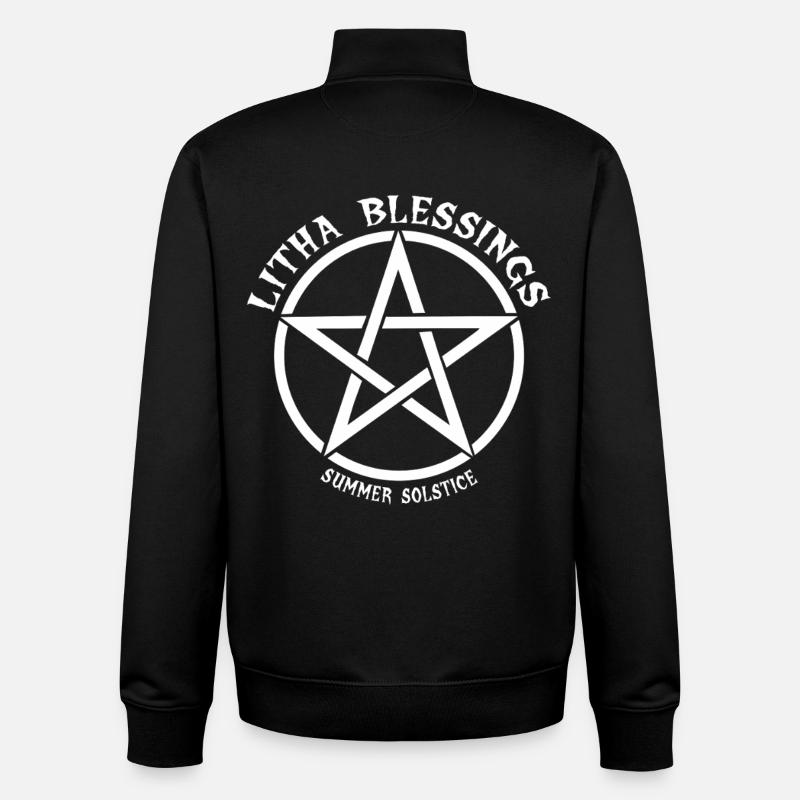 Litha Pagan Solstice d’été Midsommar - Sweat zippé unisexe en coton bio Stanley/Stella - noir