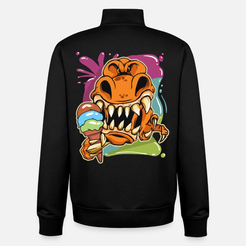 Aimer le dessin animé T-Rex - Sweat zippé unisexe en coton bio Stanley/Stella - noir