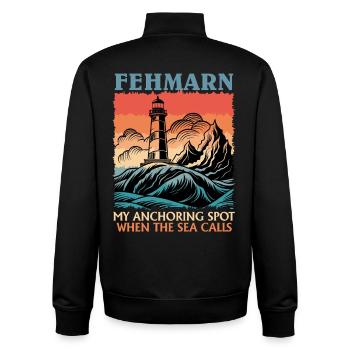 Sailor FEHMARN MY ANCHORING SPOT Funny - Unisex Organic Zip Sweatshirt by Stanley/Stella - black - Back - AI Model Male 185 light (185cm)