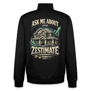 Immobilienmakler Makler Ask Me About Zestimate - Unisex Organic Zip Sweatshirt von Stanley/Stella - Schwarz - Hinten - AI Model Male 185 light (185cm)