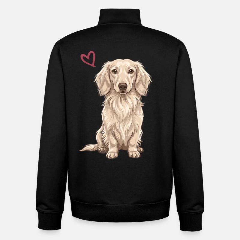 Teckel blanc, teckel blanc anglais - Sweat zippé unisexe en coton bio Stanley/Stella - noir