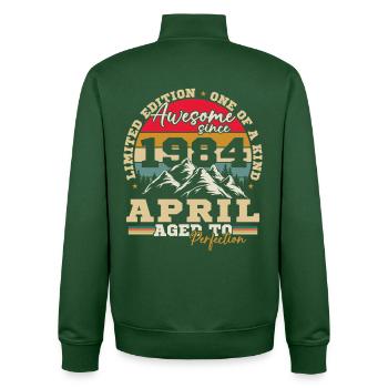 April 1984 Vintage Birthday Gift - Unisex Organic Zip Sweatshirt by Stanley/Stella - bottle green - Back - AI Model Male 185 dark (185cm)