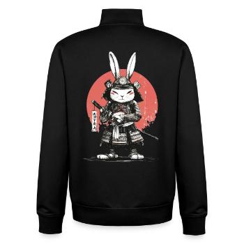 Samurai Rabbit in Armor with Katana - Unisex Organic Zip Sweatshirt by Stanley/Stella - black - Back - AI Model Male 185 light (185cm)