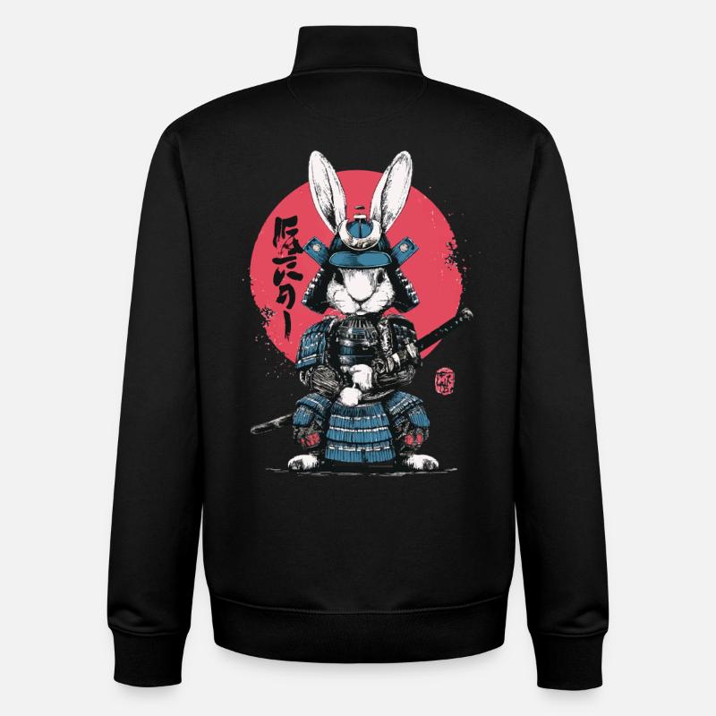 Bunny Samurai in Armor - Unisex Organic Zip Sweatshirt by Stanley/Stella - black