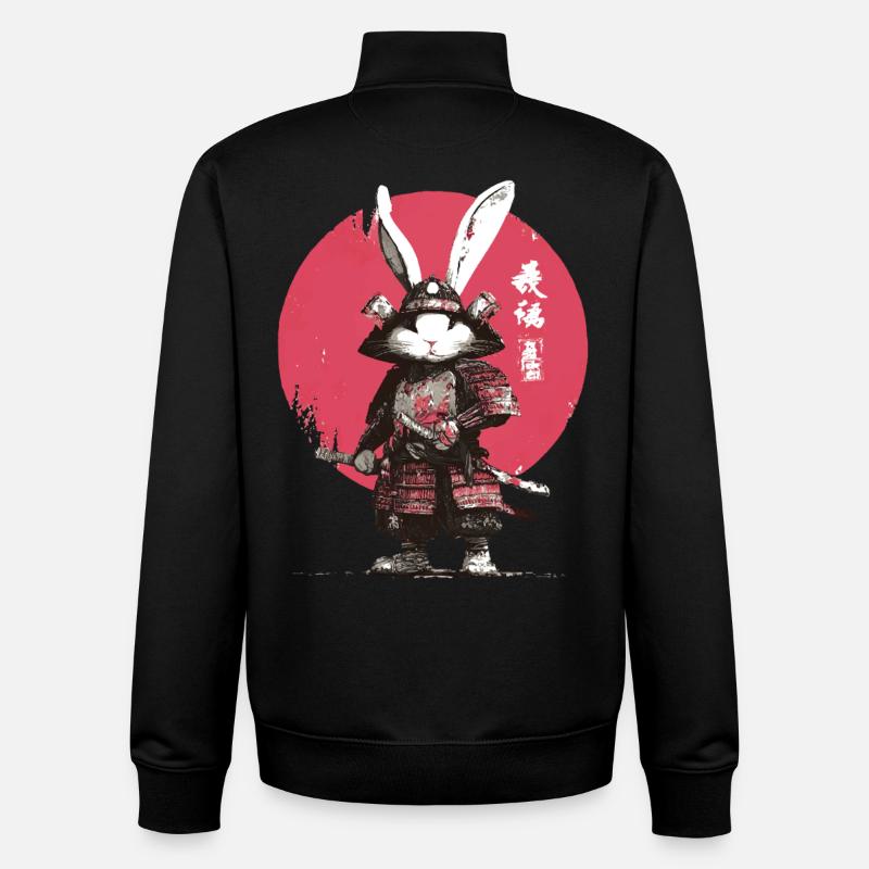 Bunny Samurai in Armor - Unisex Organic Zip Sweatshirt by Stanley/Stella - black