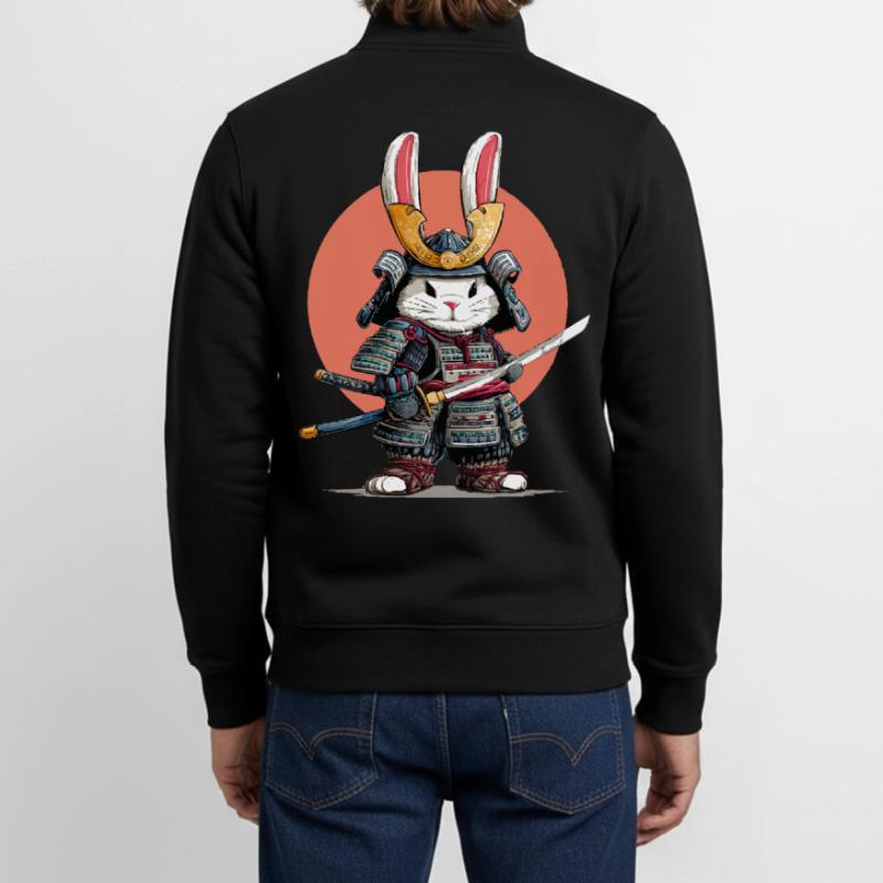 Bunny Samurai Warrior Unisex Organic Zip Sweatshirt by Stanley/Stella