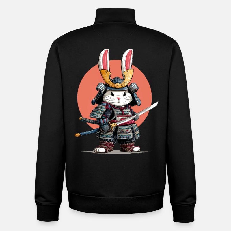 Bunny Samurai Warrior - Unisex Organic Zip Sweatshirt by Stanley/Stella - black