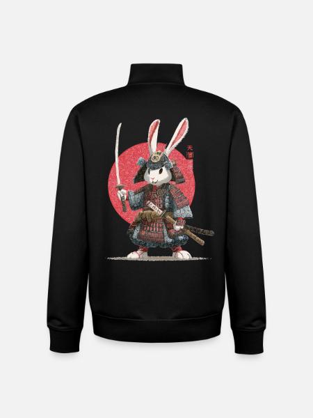 Bunny Samurai in Armor - Unisex Organic Zip Sweatshirt by Stanley/Stella - black