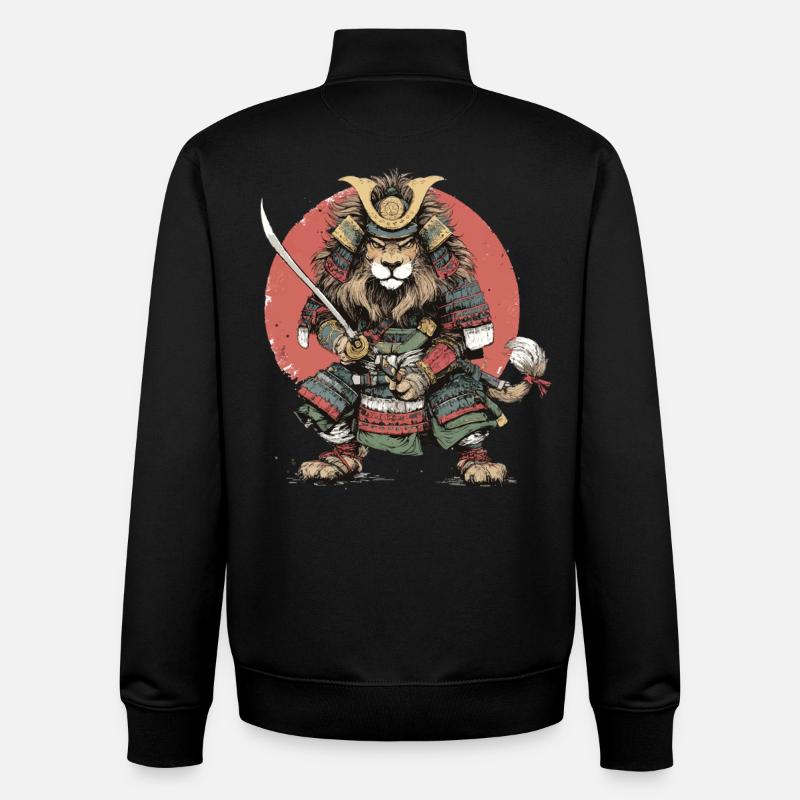 Samurai-Löwe in Rüstung - Unisex Organic Zip Sweatshirt von Stanley/Stella - Schwarz