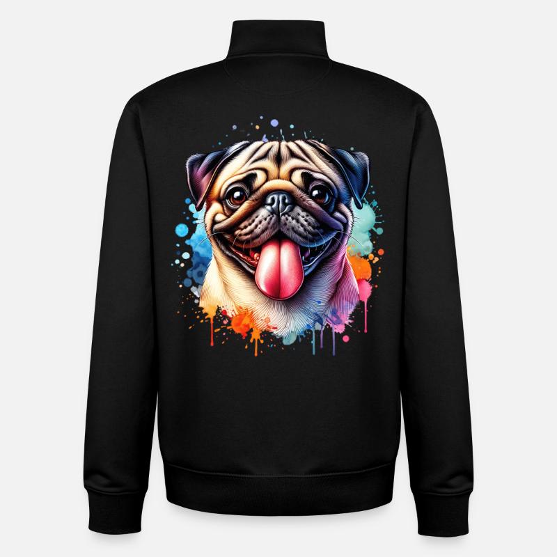 Mops Motiv - Unisex Organic Zip Sweatshirt von Stanley/Stella - Schwarz