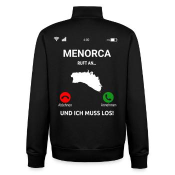 Menorca Ruft An Urlaub Balearen Insel Idee - Unisex Organic Zip Sweatshirt von Stanley/Stella - Schwarz - Hinten - AI Model Male 185 light (185cm)