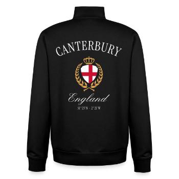 Canterbury England Coat of Arms Crown – Travel Souvenir - Unisex Organic Zip Sweatshirt by Stanley/Stella - black - Back - AI Model Male 185 light (185cm)