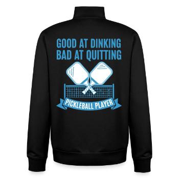 Pickleball Player Good At Dinking Bad At Quitting - Unisex Organic Zip Sweatshirt by Stanley/Stella - black - Back - AI Model Male 185 light (185cm)