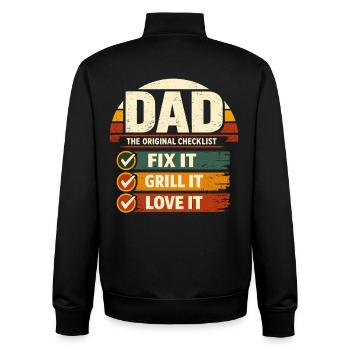 Dad Checklist Fix It Grill It Love It Humor - Unisex Organic Zip Sweatshirt by Stanley/Stella - black - Back - AI Model Male 185 light (185cm)