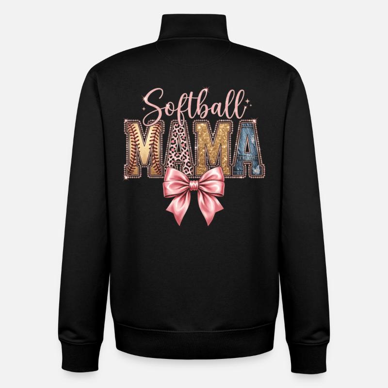 Softball Mama Coquette Léopard Bow - Sweat zippé unisexe en coton bio Stanley/Stella - noir