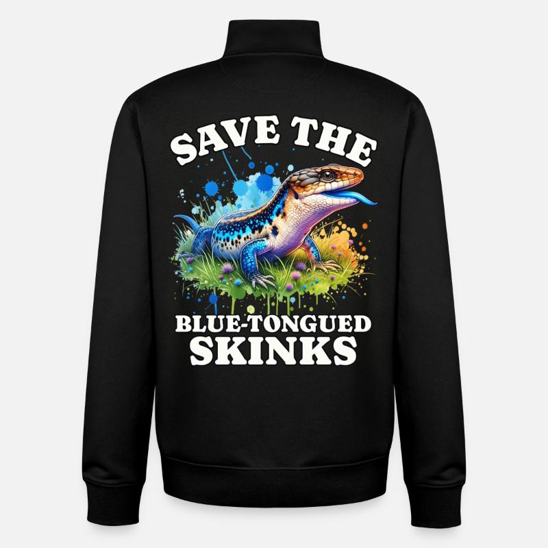 Sauvez le scinque à langue bleue - Sweat zippé unisexe en coton bio Stanley/Stella - noir