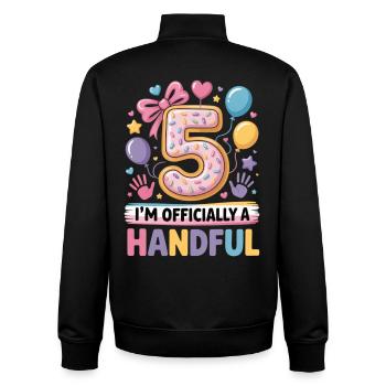 Une poignée de plaisir pour le cinquième anniversaire - Sweat zippé unisexe en coton bio Stanley/Stella - noir - Dos - AI Model Male 185 light (185cm)