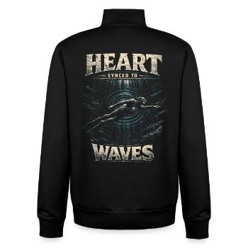 Freediving Freediving Heart Synced To Waves - Unisex Organic Zip Sweatshirt by Stanley/Stella - black - Back - AI Model Male 185 light (185cm)
