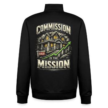 Immobilienmakler Makler Commission Is The Mission - Unisex Organic Zip Sweatshirt von Stanley/Stella - Schwarz - Hinten - AI Model Male 185 light (185cm)