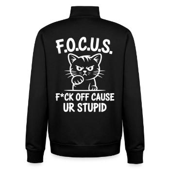 Sarcastic Cat Shirt Anti Social Humor - Unisex Organic Zip Sweatshirt by Stanley/Stella - black - Back - AI Model Male 185 light (185cm)