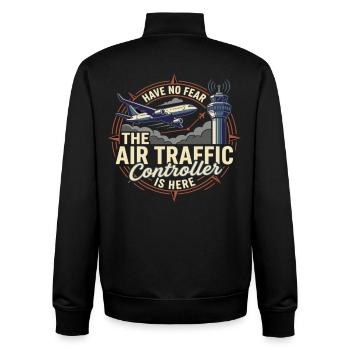 Air Traffic Controller Airplane Tower Saying - Unisex Organic Zip Sweatshirt by Stanley/Stella - black - Back - AI Model Male 185 light (185cm)