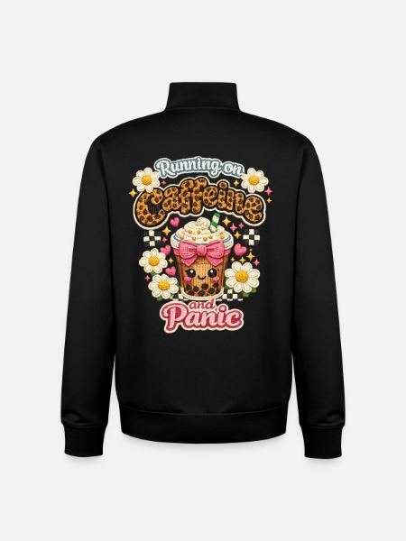 Coffee Panic Leopard Shine Caffeine - Unisex Organic Zip Sweatshirt by Stanley/Stella - black