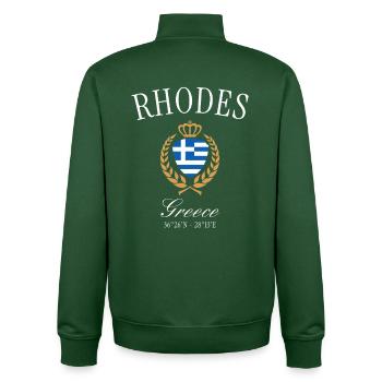 Rhodos Griechenland Wappen Krone – Reise Souvenir - Unisex Organic Zip Sweatshirt von Stanley/Stella - Flaschengrün - Hinten - AI Model Male 185 dark (185cm)