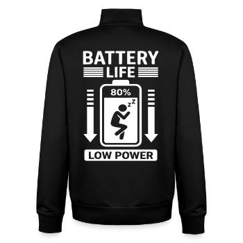 Battery Life Low Power Humor Battery Empty - Unisex Organic Zip Sweatshirt by Stanley/Stella - black - Back - AI Model Male 185 light (185cm)